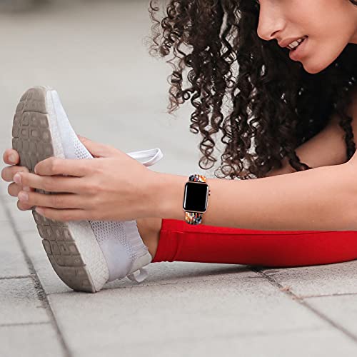 Youmaofa Compatible avec Bracelet Apple Watch 38/40/42/44mm, Ajustable Tressé Extensible Élastique Sport Bracelet de remplacement avec boucle pour iWatch SE / Séries 6 5 4 3 2 1, Coloré