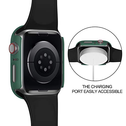 VASG [5 Pièces] Boîtier en Verre Compatible avec Apple Watch Series 6/5/4 /Se Boîtier PC 40/44mm avec Protecteur D'écran en verre Trempé pour étui de Protection Iwatch Tampon Ultra Fin (40/44mm)
