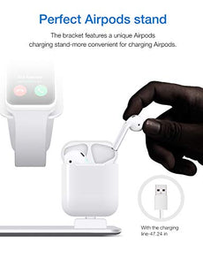 Bestand 3 en 1 Stand Station de Chargement Support de Tablette de Bureau pour Airpods Apple Watch/iPhone X / 8 Plus / 8/7 Plus/iPad, Argent (Étui de Chargement Airpods Non Inclus)