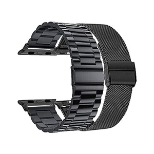 baklon Compatible avec Bracelet Apple Watch 38/40/42/44mm, en Acier Inoxydable Metal pour Bracelet iWatch Se Series 6,Series 5,Series 4 Series 3/2/1(Noir)