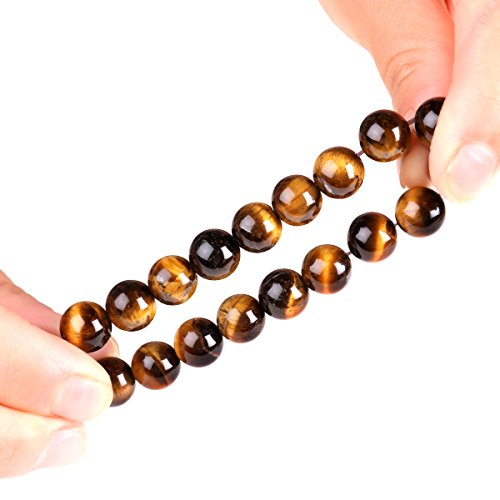 Bracelet Énergétique de Yoga et de Charme avec Perles de 10 mm en Pierre Oil de Tigre - Élastique - Unisexe - 10 mm