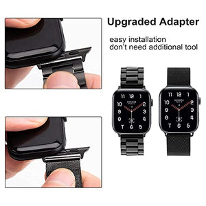 baklon Compatible avec Bracelet Apple Watch 38/40/42/44mm, en Acier Inoxydable Metal pour Bracelet iWatch Se Series 6,Series 5,Series 4 Series 3/2/1(Noir)
