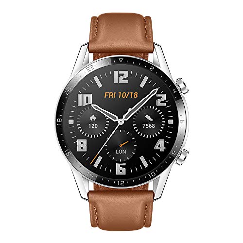 HUAWEI Watch GT 2(46mm) Montre Connectée, Autonomie de 2 Semaine, GPS Intégré, 15 Modes de Sport, Suivi du Rythme Cardiaque en Temps Réel, Appels Bluetooth, Classique Beige