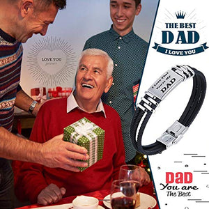 Bracelet pour Homme avec Gravure, Large Aimant en Silicone avec boîte Cadeau pour Dad Papa Père (I Love That You' re My Dad)