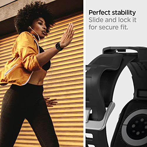 Spigen Rugged Armor Pro Compatible avec Apple Watch Coque avec Bracelet pour 44mm Séries 6/SE/5/4 - Noir