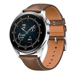 HUAWEI Watch 3 Classic + Freebuds 3 Noir Smartwatch 4G avec écran Tactile 1,43" AMOLED, eSIM pour appels téléphoniques sans Mobile, 3 Jours de Batterie, 24/7, Bracelet en Cuir Marron