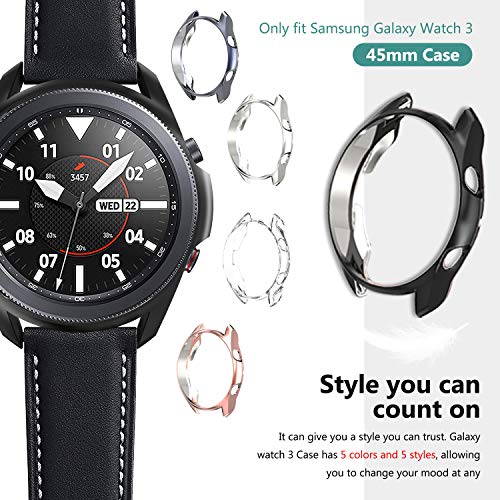 Jvchengxi Coque Compatible avec Samsung Galaxy Watch 3 41/45mm, [3 Pièces] Doux TPU Housse Ultra Mince Protection Contre Anti-Rayure Cadre Shell pour Samsung Galaxy Watch 3 (Noir/Gris/Argent)