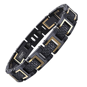 COOLMAN Bracelets en Acier Inoxydable 316L pour Homme, Réglable, avec Boîte-cadeau, 20-22 cm (8 "-8,7"), série RacingLegend, Or & Noir