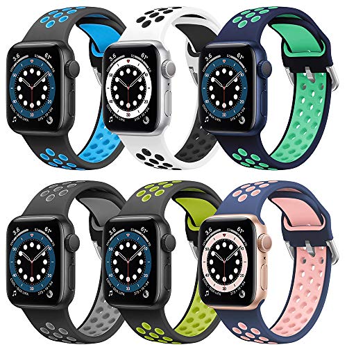 YPSNH Compatible pour Apple Watch Bracelet 38/40/42/44mm en Silicone de Remplacement pour Bracelet de Sport en Silicone Souple pour iWatch Séries 6/5/4/3/2/1/SE/Sport/édition pour Femmes Hommes
