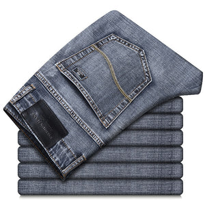 Jeans Homme Straight Denim Slim Coton Stretch Gris